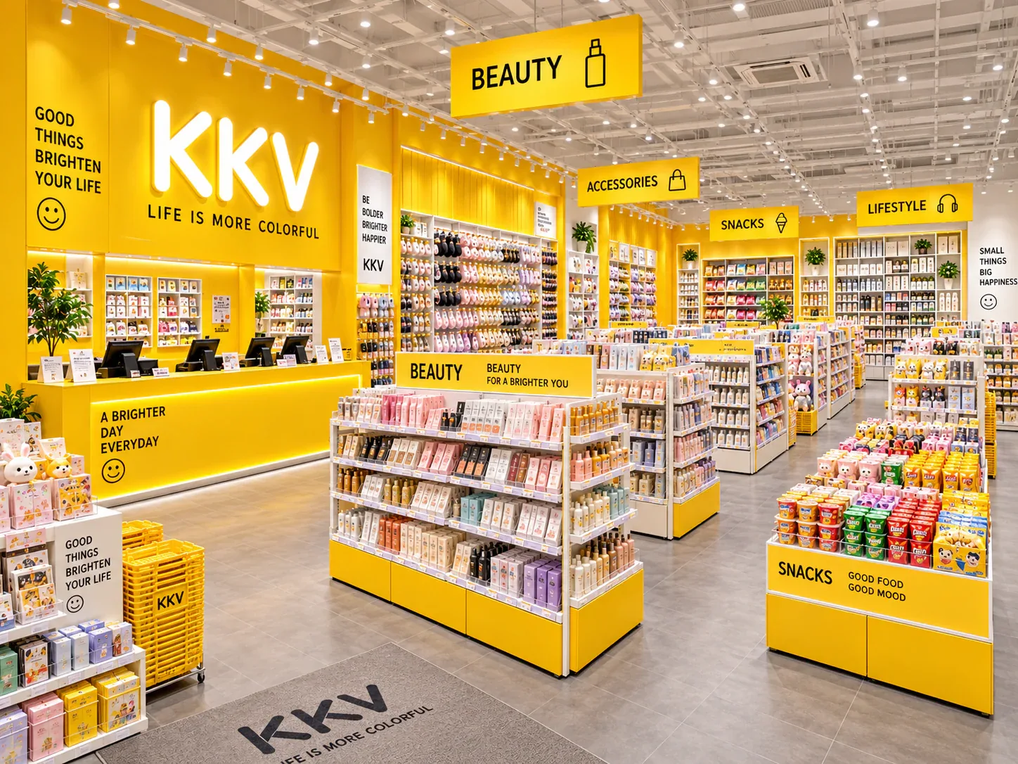 Yellow Lifestyle Store with Long White Gondolas — reference view 6 of 6